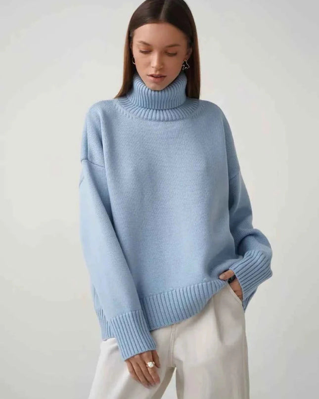 Turtleneck Long Sleeve Sweater - Trendsi