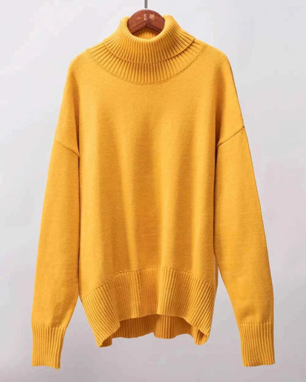 Turtleneck Long Sleeve Sweater - Trendsi
