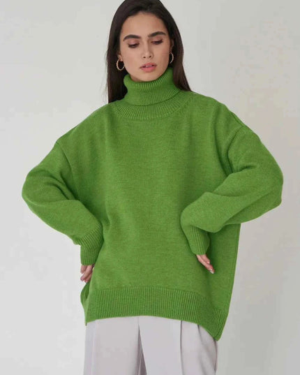 Turtleneck Long Sleeve Sweater - Trendsi