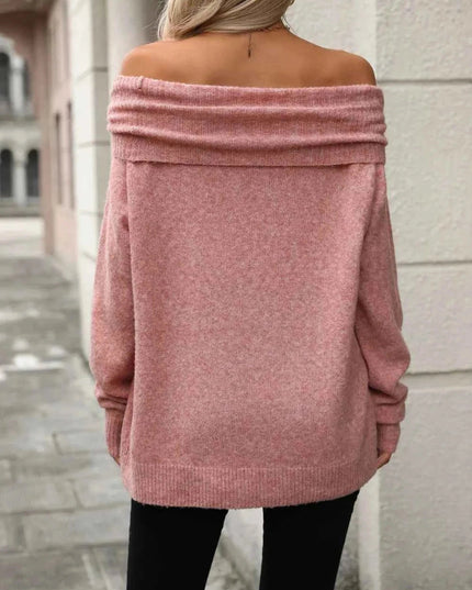 Turtleneck Long Sleeve Sweater - Trendsi