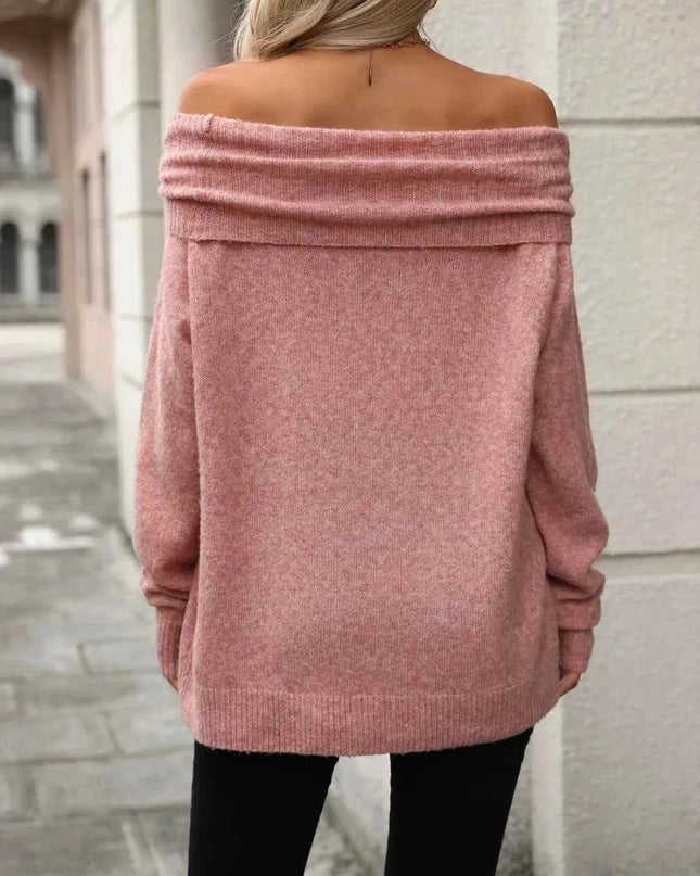 Turtleneck Long Sleeve Sweater - Trendsi