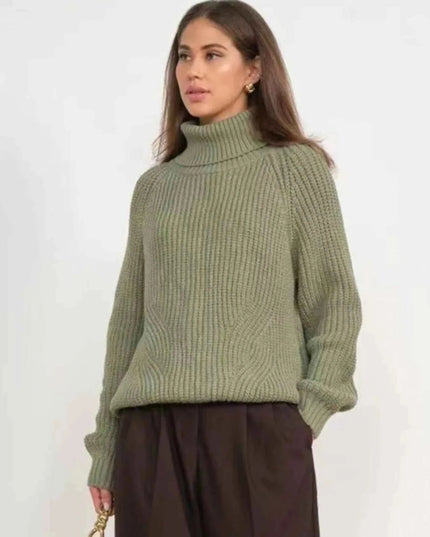 Turtleneck Long Sleeve Sweater - Trendsi