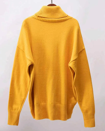 Turtleneck Long Sleeve Sweater - Trendsi