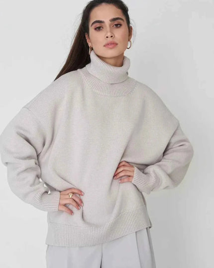Turtleneck Long Sleeve Sweater - Trendsi