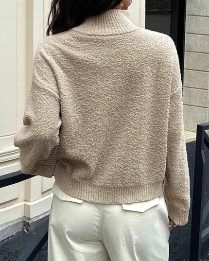 Turtleneck Long Sleeve Sweater - Trendsi