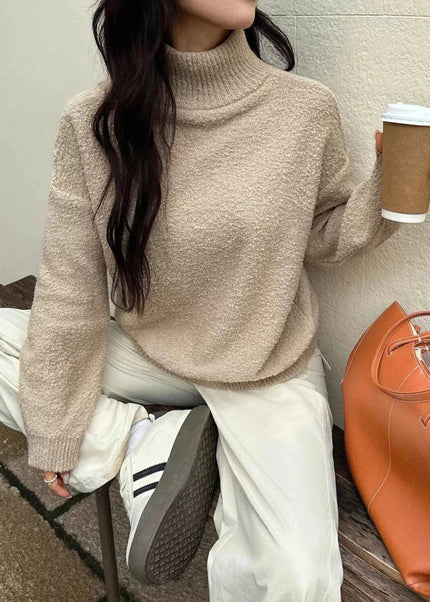 Turtleneck Long Sleeve Sweater - Trendsi