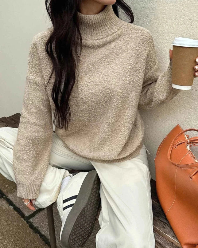 Turtleneck Long Sleeve Sweater - Trendsi