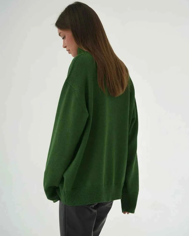 Turtleneck Long Sleeve Sweater - Trendsi