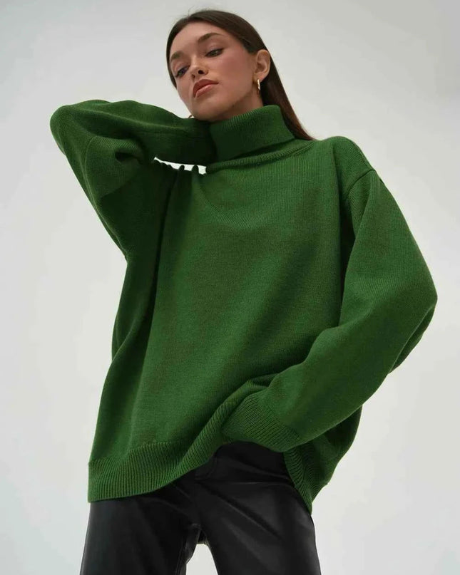 Turtleneck Long Sleeve Sweater - Trendsi