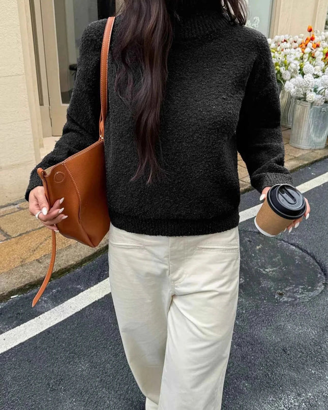 Turtleneck Long Sleeve Sweater - Trendsi