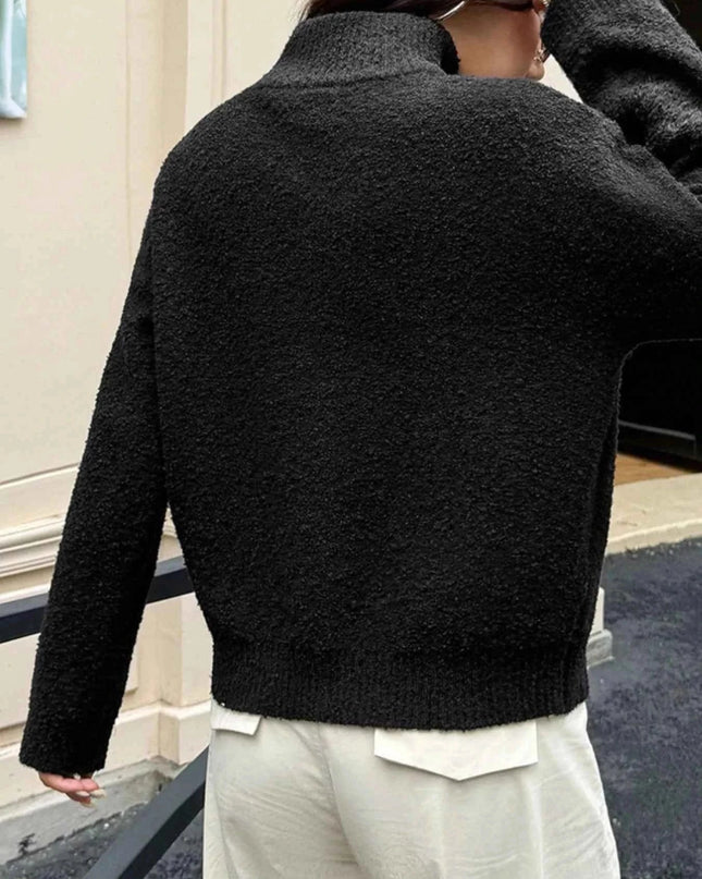 Turtleneck Long Sleeve Sweater - Trendsi