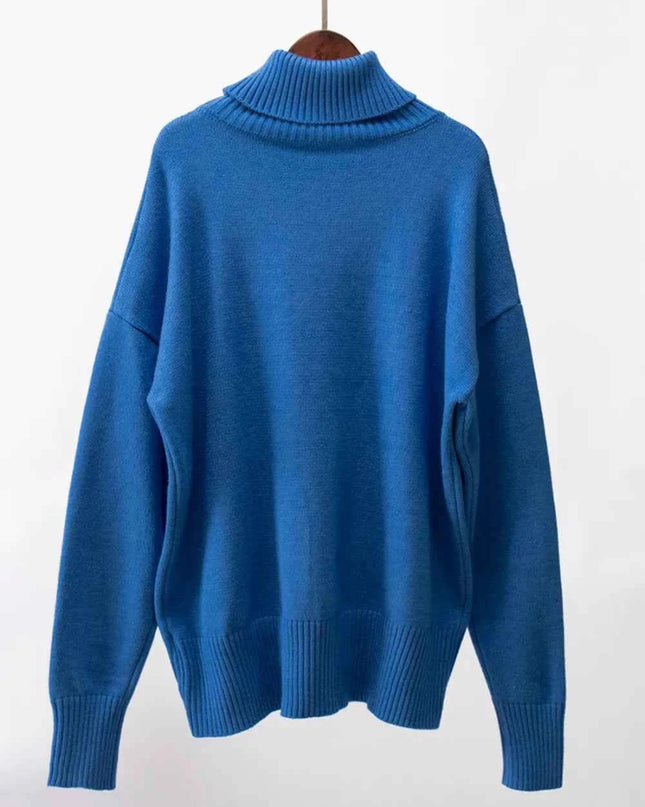 Turtleneck Long Sleeve Sweater - Trendsi