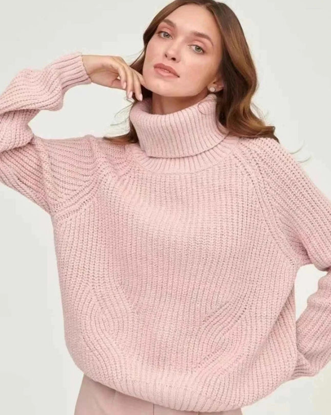 Turtleneck Long Sleeve Sweater - Trendsi