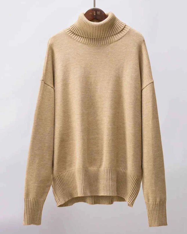 Turtleneck Long Sleeve Sweater - Trendsi