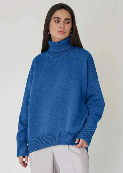 Turtleneck Long Sleeve Sweater - Trendsi