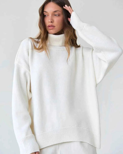 Turtleneck Long Sleeve Sweater - Trendsi