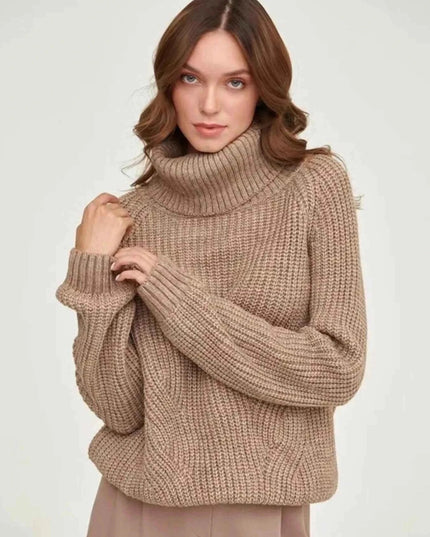 Turtleneck Long Sleeve Sweater - Trendsi