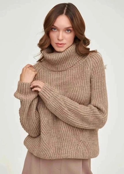 Turtleneck Long Sleeve Sweater - Trendsi