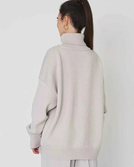 Turtleneck Long Sleeve Sweater - Trendsi