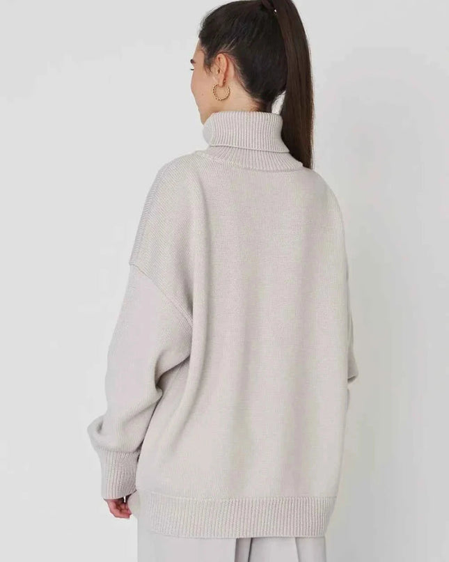 Turtleneck Long Sleeve Sweater - Trendsi
