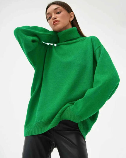 Turtleneck Long Sleeve Sweater - Trendsi