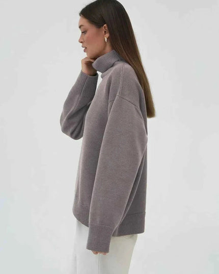 Turtleneck Long Sleeve Sweater - Trendsi