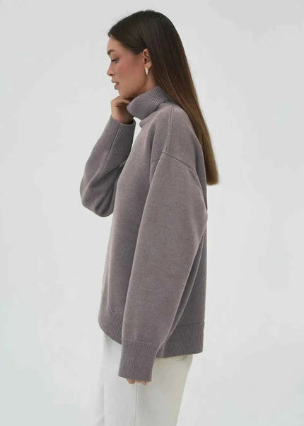 Turtleneck Long Sleeve Sweater - Trendsi