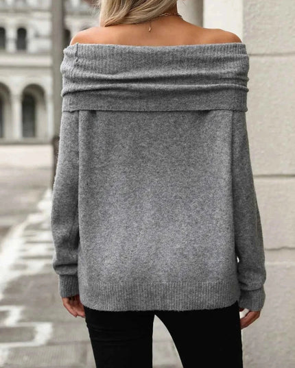 Turtleneck Long Sleeve Sweater - Trendsi