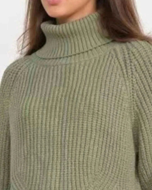 Turtleneck Long Sleeve Sweater - Trendsi