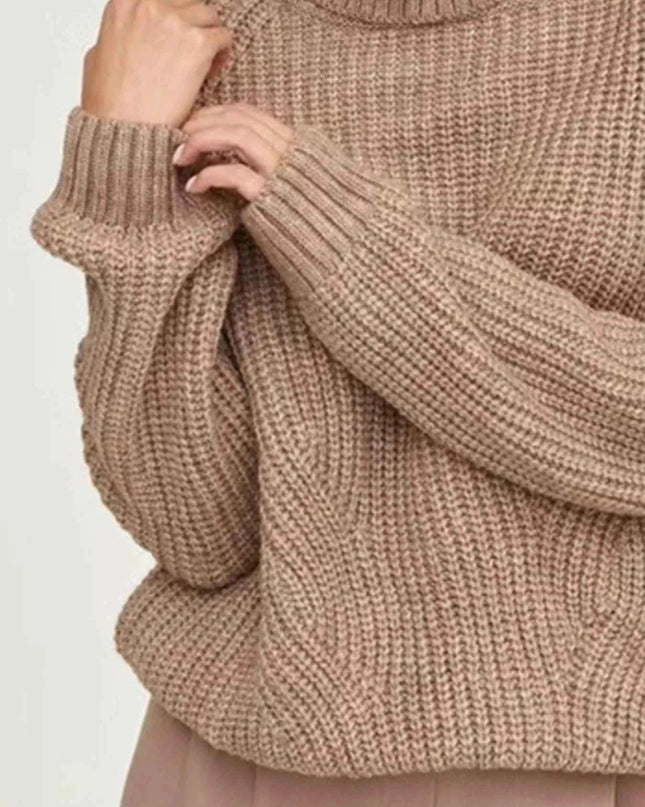 Turtleneck Long Sleeve Sweater - Trendsi