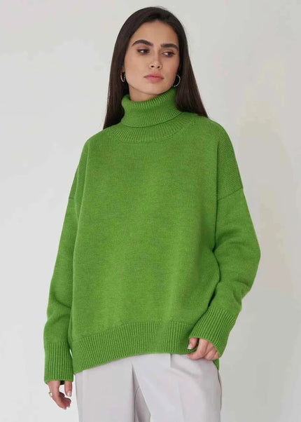 Turtleneck Long Sleeve Sweater - Trendsi