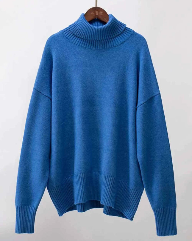 Turtleneck Long Sleeve Sweater - Trendsi