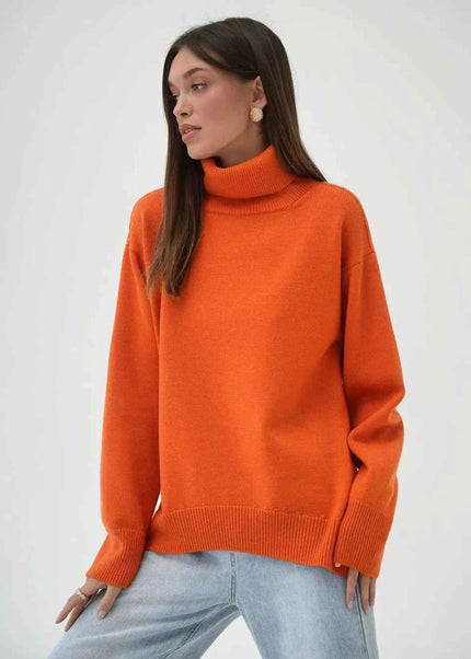 Turtleneck Long Sleeve Sweater - Trendsi