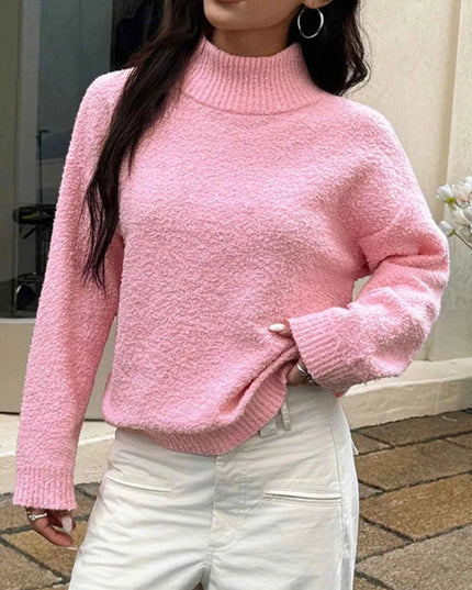 Turtleneck Long Sleeve Sweater - Trendsi