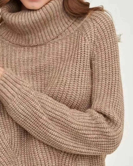 Turtleneck Long Sleeve Sweater - Trendsi