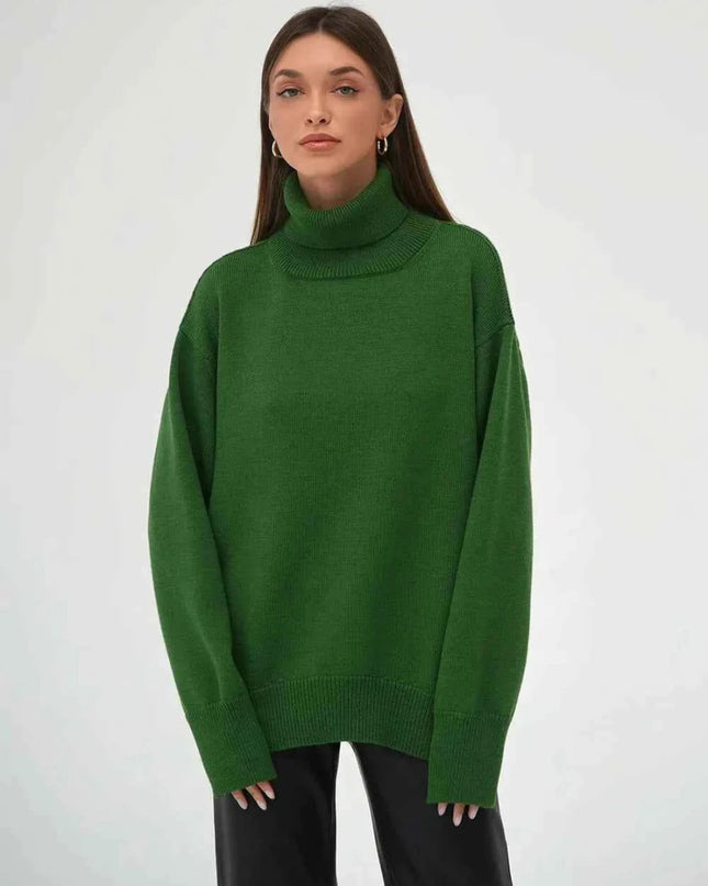 Turtleneck Long Sleeve Sweater - Trendsi