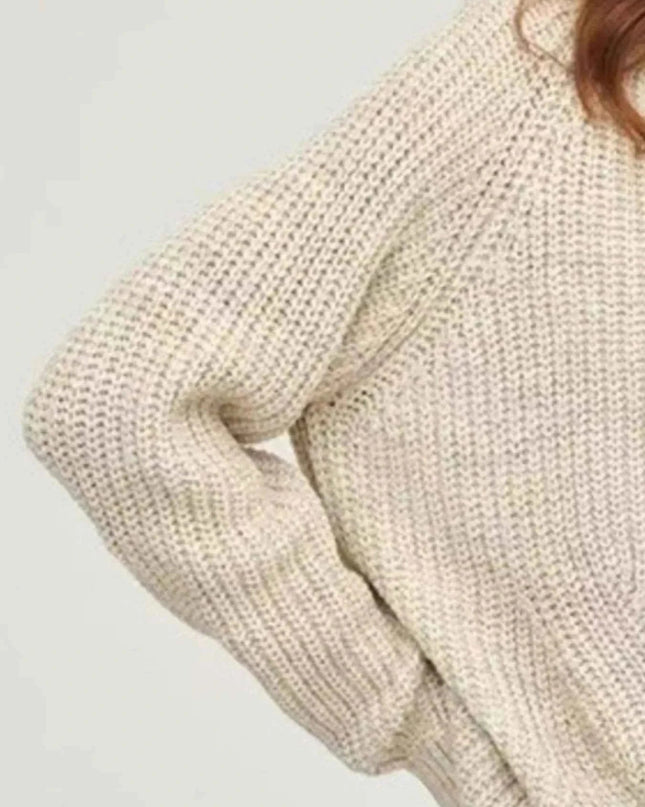 Turtleneck Long Sleeve Sweater - Trendsi