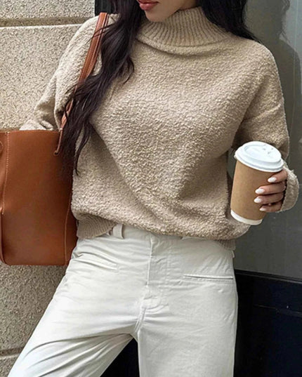 Turtleneck Long Sleeve Sweater - Trendsi