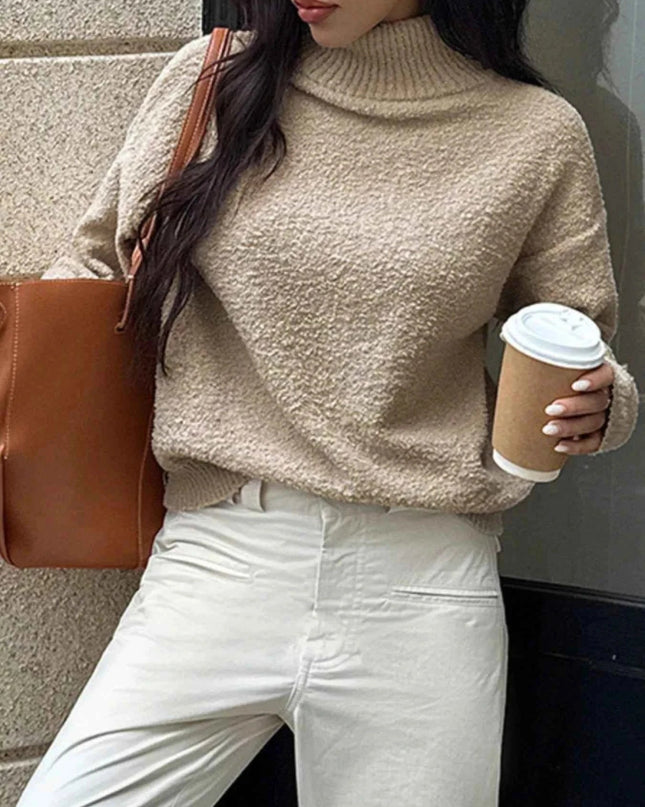 Turtleneck Long Sleeve Sweater - Trendsi