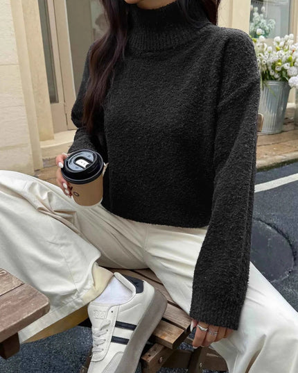 Turtleneck Long Sleeve Sweater - Trendsi