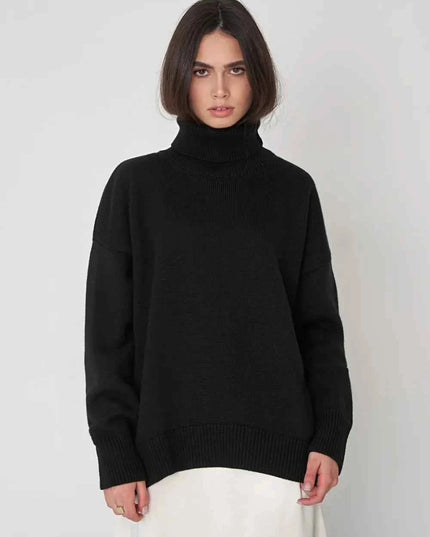Turtleneck Long Sleeve Sweater - Trendsi