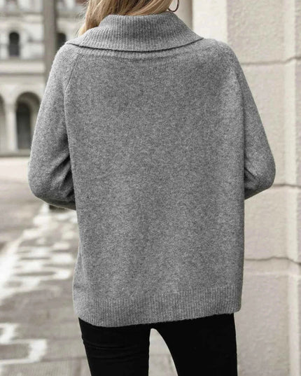 Turtleneck Long Sleeve Sweater - Trendsi