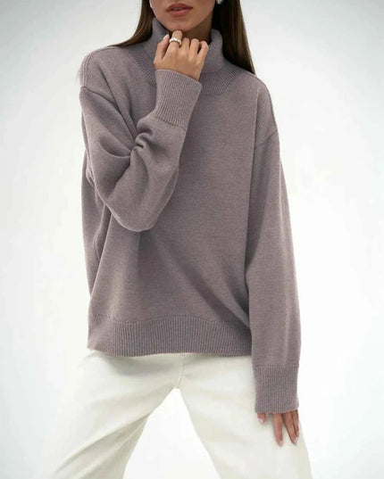 Turtleneck Long Sleeve Sweater - Trendsi