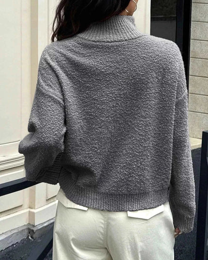 Turtleneck Long Sleeve Sweater - Trendsi