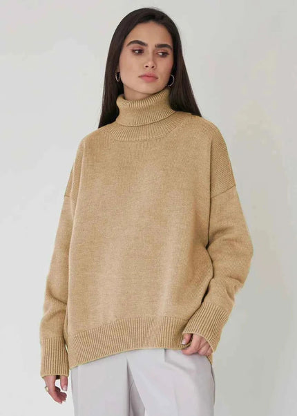 Turtleneck Long Sleeve Sweater - Trendsi