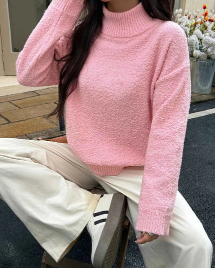 Turtleneck Long Sleeve Sweater - Trendsi