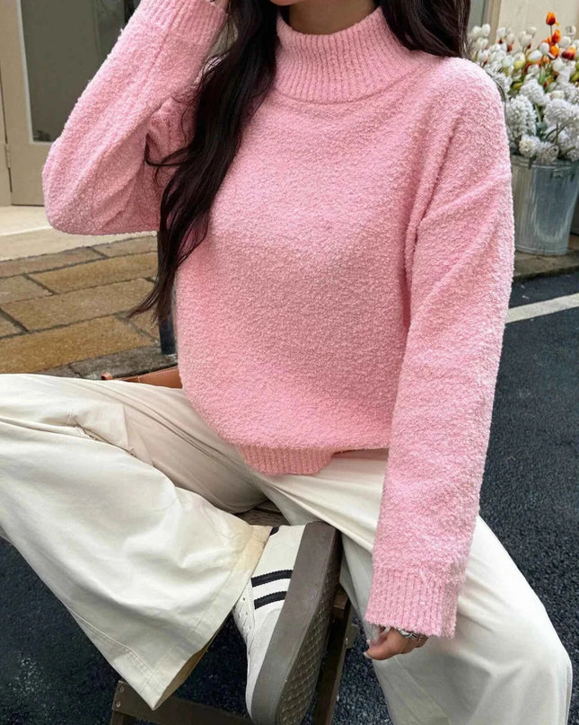 Turtleneck Long Sleeve Sweater - Trendsi