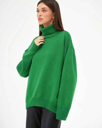Turtleneck Long Sleeve Sweater - Trendsi