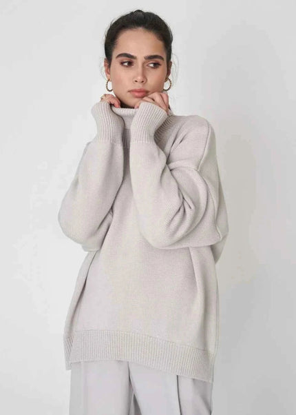 Turtleneck Long Sleeve Sweater - Trendsi