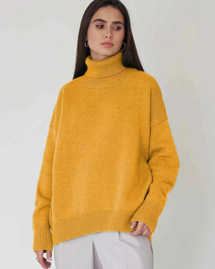 Turtleneck Long Sleeve Sweater - Trendsi